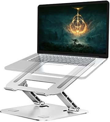 ZEPTRON Soporte Plegable portátil de Aluminio para computadora portátil | Soporte de Escritorio con Ajuste de Altura | Compatible con portátiles/portátiles de hasta 15,6 (edición Premium Gris)