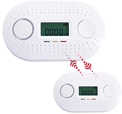 fxo Vernetzter Kohlenmonoxidmelder - Co Alarm mit 10 Jahren Batterielaufzeit - Vernetzt Co-Melder und Gasalarm - Kann mit fxo Hitzealarmmelder und Rauchmelder (separat erhältlich) verbunden Werden