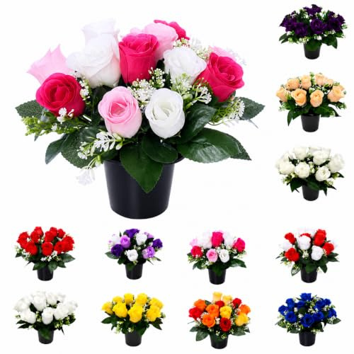 Mr. Barry's 25cm Grave Flower Pot with Foam Insert (Pink, Cerise & Cream)