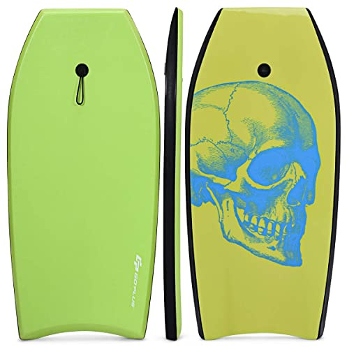 GYMAX Bodyboard da Surf 41'', 105 x 51 x 6 cm, con Guinzaglio da Polso, per Ragazzi e Adulti (verde)