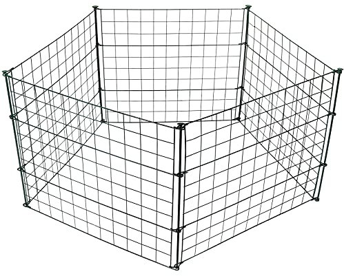 Yakimz Teichzaun Gartenzaun 15x, Gartenzäune Freigehege mit 33 Zaunelemente-15 Zaunelemente 18 Befestigungsstäben, Metallzaun Gitterzaun Länge 3,75m - Gerade, Grün