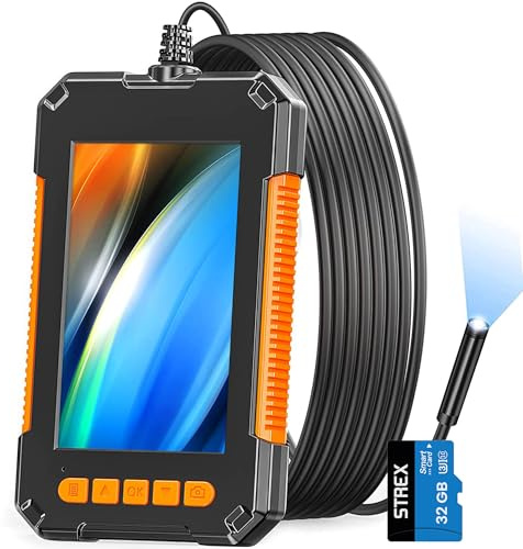 Strex Endoskopkamera mit Licht 10M - 1080P HD - 4,3“ LCD-Bildschirm - IP67 Wasserdicht - LED-Beleuchtung - Endoskop - Inspektionskamera - Inkl. 32gb microSD
