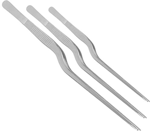 Hemoton 3pcs Stainless Steel Tweezers Fish Bone Stainless Steel Tongs Face Reptile Feeding Tongs Frying Tongs Precision Tools Garden Decor Metal Food Tongs Cooking Fishbone Clip