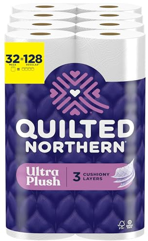 Quilted Northern Ultra Plush Toilet Paper, 32 Mega Rolls = 128 Regular Rolls White