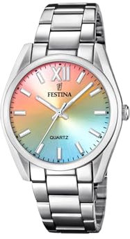 Festina Damen Uhr Analog Edelstahl 316L Silber - Quarzwerk - Mineralglas hochresistent - 5 ATM wasserdicht F20622/H - Boyfriend Collection