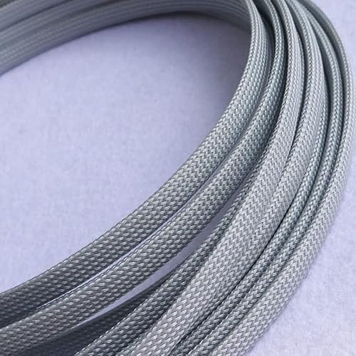 1-10M Silver-grey Cable Sleeves 3-25mm Snakeskin Mesh Wire PET Expandable Insulation Sheathing Braided Pipe Protect Nylon Tight-3Meters,14mm