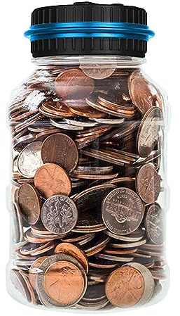 Münzbank-Zähler, digitales Bank-Geldzähler-Glas, mit LCD-Bildschirm, transparent, großes 1,8 l Fassungsvermögen, Glas für Erwachsene, hält über 800 Münzen Teksome
