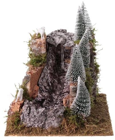 Wasserfall in Alpenlandschaft, Krippenzubehör, für 6-8 cm Figuren, 25x25x25 cm