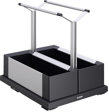 BLANCO Storage Caddy 40 | Kunststoff, Aluminium schwarzgrau | [41,5x34x39,5 cm] | Komfortabler Zugriff dank des Griffs und der voll ausziehbaren Schiebefunktion