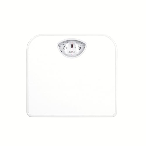 TRADIZIONELLE MECHANISCHE PERSONENWAAGE ANALOGE, SKALA FÜR 130KG, EINFACHE KALIBRIERUNG, STABILES METALLGEHÄUSE, LEICHT ABLESBAR, IZ9201, Weiß