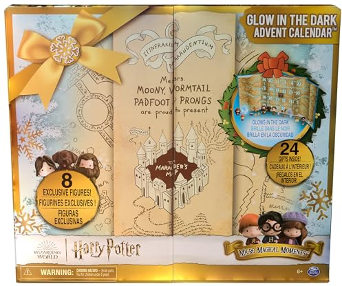 Wizarding World Harry Potter Die Karte des Rumtreibers Adventskalender 2024 mit glow-in-the-dark-Effekt, 8 exklusiven Figuren & weiteren Überraschungen, Spielzeug für Kinder ab 6 Jahren, Fanartikel