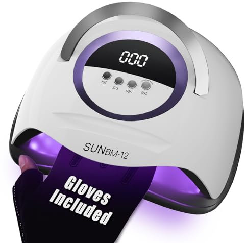 UV LED Nail Lamp Professional 300W Nail Dryer Light with Gloves,UV Light for Gel Nail Polish Kit,Fast Curing Gel X Polish Lamp with Smart Sensor 4 Timer 72 Beads,Nail Art Tools for Manicure Pedicure