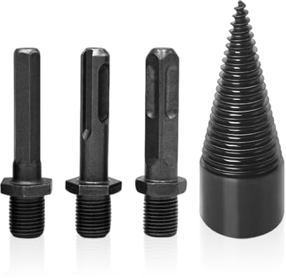 1 set di punte per legna da ardere, spaccalegna, spaccalegna, punte coniche rimovibili, coni a spirale, accessori per spaccalegna