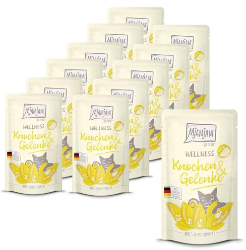 MjAMjAM - Premium våtfoder för katter - Wellness - Ben & leder - Nötkött, förpackning om 12 (12 x 125 g), spannmålsfri