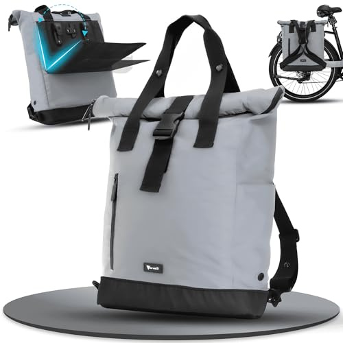 Mivelo Cykelväska för bagagehållare – cykelryggsäck för kvinnor av vattenavvisande material – bagagehållarväska bak – cykelväska och ryggsäck med vikbar bakdel (reflekterande)