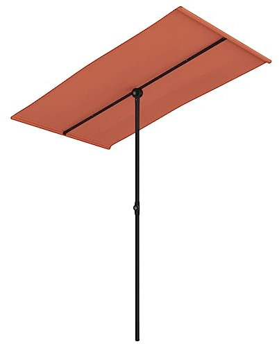 THOYTOUI Sonnenschirm, Anglerschirm Fishing umbrella Angelschirm Angel regenschirm Geeignet für Garten Balkon Veranda Terrasse mit Aluminium-Mast 180 x 110 cm Terracotta-Rot