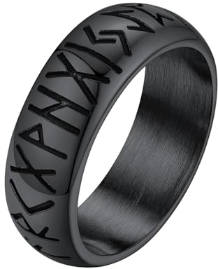 Supcare Ringe für Herren Edelstahl Fingerring Viking Rune Ringe Tungsten Ring Wikinger Runen Spinnerring Freundschaftsring Punk Siegelring Gothic Hip Hop Modeschmuck für Männer Jungen