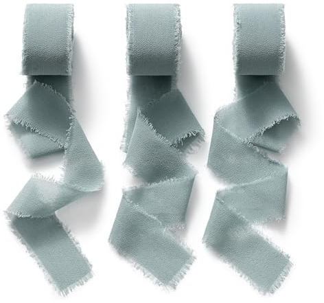 AOKSUNOVA Chiffonband Schleifenband Hochzeit 2,5cm Geschenkband Chiffon Seidenband Blau Stoffband