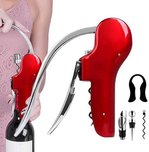Juego de sacacorchos de vino, abrebotellas de vino manual, 5 abrebotellas de vino de aleación de zinc, forma de, abridor manual rápido de aleación de zinc para camareros, abridores de vino