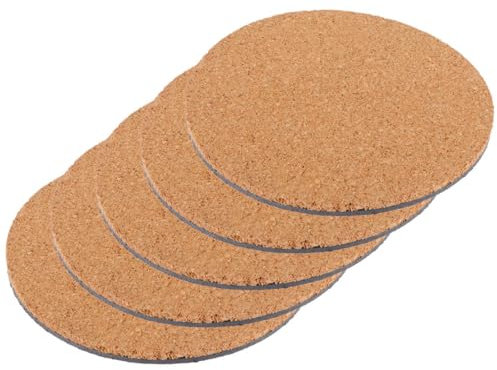 Parliky 5pièces sous-Plats Liège Rond pour Pots De Fleurs Tapis Antidérapants Liège De Matériau Isolant pour Intérieur Et Extérieur De Table Et Décoration