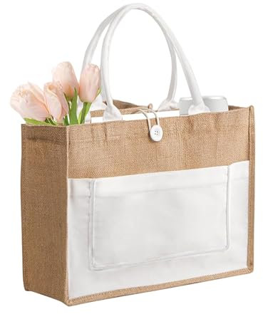 Bride Jute Tragetasche Einkaufstasche Jutetasche Jute Brauttasche Baumwolltasche Jute Tote Bag Sackleinen Taschen Jute Einkaufstaschen Strandtasche Wasserdicht für Hochzeit Shopper