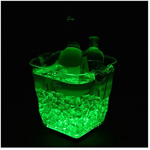 Seau à glace, refroidisseur à champagne à LED, seau à glace pour bar à boissons, seau à glace à LED coloré de 5 L, seau isotherme à LED, fût de champagne transparent, seau à bière rechargeable de qual