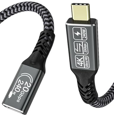 CAKOBLE USB C VerlängerungsKabel 0.5M, USB Typ C 3.2 Stecker auf Buchse Verlängerungskabel 20Gpbs/240W und 4K@60Hz kompatibel mit MacBook Pro/Air, i Phone 16/15 Pro Max,Galaxy S24/S23 Steam Deck