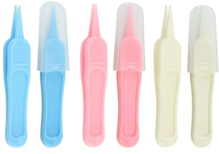 Nasenpinzette, 6 Stück Nase Reinigung Pinzette, Baby Nasenpinzette, Rundkopf Pinzette, Kunststoff Pinzette, Baby Sicherheits Pinzette