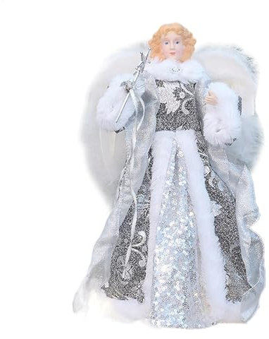Engel Weihnachtsbaumspitze | Engel Baumspitze | Engel Weihnachtsbaumspitze Figur | Weihnachtsengel Ornament Engel Baumspitze Figur mit Flügeln für Weihnachtsbaumschmuck