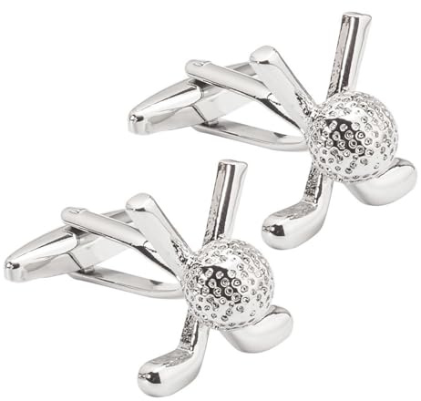 Manschettknappar män silver, brudgum manschettknappar golf manschettknappar män för bröllop brudgum affärer, En storlek, Koppar, Ingen ädelsten