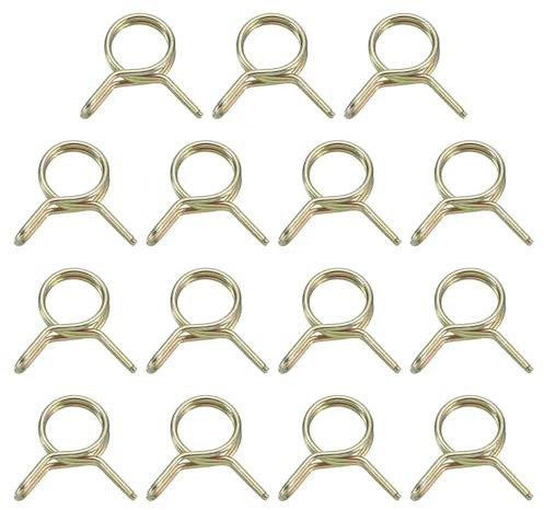 QUARKZMAN 15pz Morsetti a Molla a Doppio Filo, Diametro Interno 6mm Adatti a Tubi da 6-7mm di Diametro Esterno rigo Carburante Tubo in Silicone Clip, Zinco Colorato