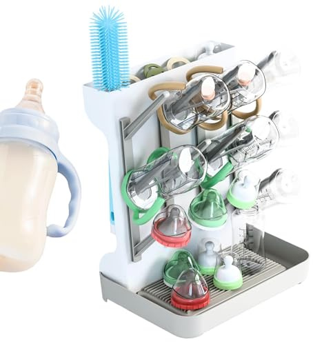 Poludatly Estante de Secado de biberones, Soporte escurridor de Botellas, Almacenamiento Vertical para Secadora de Botellas, Almacenamiento de biberones Que Ahorra Espacio, Soporte de Secado de