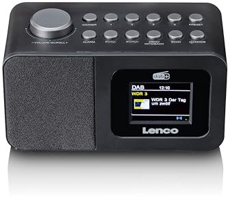 Lenco CR-625BK Radiosveglia con DAB+/FM, display a colori da 2,4, dimmerabile, doppio allarme, sleeptimer, funzione snooze, memoria 30 trasmettitori, AUX-In, nero