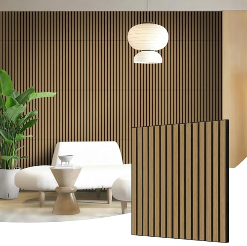 AKK-STAVE - Lot de 4 panneaux acoustiques en bois - 60 x 60 cm - 1,44 m² - Panneaux acoustiques et panneaux en bois muraux pour isolation acoustique - Panneaux 3D muraux - Revêtement mural intérieur