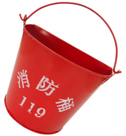 Veemoon Bucket Handle Fire Extinguisher Tags Storage Pail for Fire Safety Semi-circular Iron Bucket
