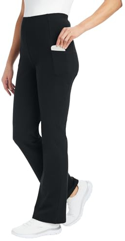 Woman Within Plus Size Tall Stretch-Cotton Knit Pull-On Bootcut Pocket Leggings - 5X, Black