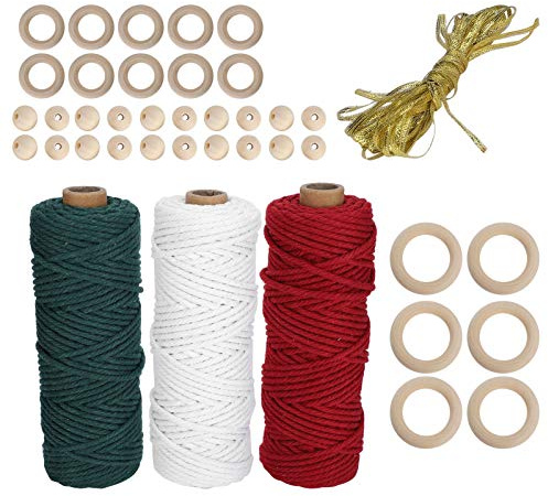 Ndnczdhc 100m di corda di Natale, spago bianco verde rosso per avvolgimento, corda di cotone per avvolgimento e mestieri fai -da -te, spago colorato
