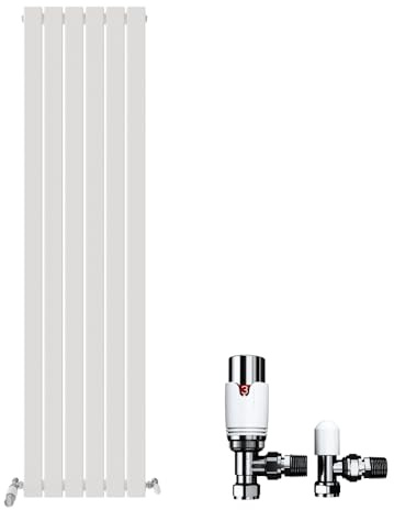 iBathUK Apex Tall Vertical Radiator with Mirror, Single Flat Panel, 1800x450mm, Wall Mounted for Bathroom,Kitchen,Living Room with Radiator Valve - Anthracite