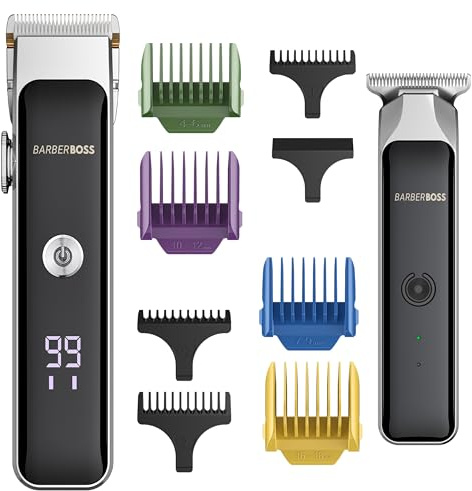 Barberboss Bartschneider-Set für Männer, 2 kabellose Haarschneider mit Präzisionsregler, Gesichtsschneider für Männer, LED-Anzeige und USB-Ladefunktion, tragbares Pflegeset