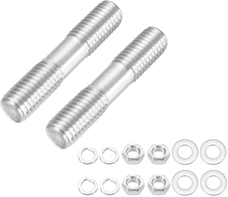 sourcing map Doppelend-Bolzenschrauben, M12 x 55 mm, 304 Edelstahl, Doppelgewindestangenbolzen, Bolzen mit Mutter, Unterlegscheibe für Hauswartung, strukturelle Verankerung, Befestigungsschraube