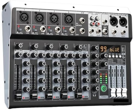 Controladora DJ, Mezclador de efectos DSP de 99 pulgadas for PC, mezclador de sonido USB con alimentación fantasma de 48 V, consola de DJ con Bluetooth