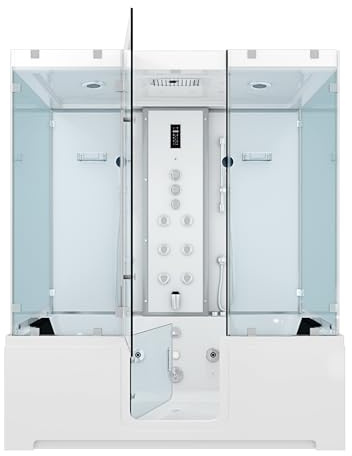 Kombination Badewanne Dusche K88-WS-TH-B-EC-EA Duschtempel 180x100 cm 2K Scheibenversiegelung
