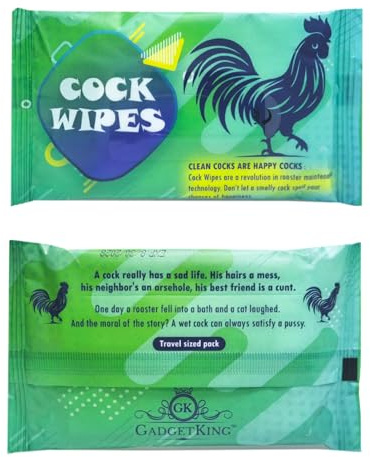 1 Pack of Cock Wipes Novelty Gift for Him Men Birthday Rude Adult Stocking Filler Prank Mens Secret Santa Boyfriend Christmas Wank Retirement Present Idea Friend Dad Sock Fathers Day Boss Office