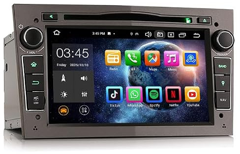 Erisin 7 Zoll 8-Kern 6GB RAM 128GB ROM Android 14 Autoradio Bluetooth GPS Navi Für Opel Astra H Corsa C Corsa D Vectra Zafira Signum Meriva CD Player WiFi 4G CarPlay Android Auto DAB+ USB RDS DSP SWC