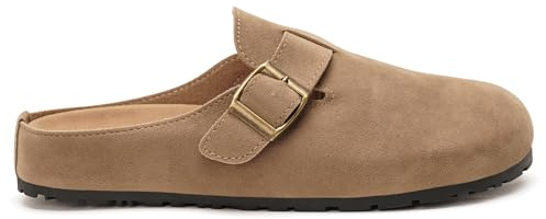 GLAMORA Zuecos Mujer Zapato Plano con Hebilla, Mocasín Cómodo con Plantilla Acolchada, Suela Antideslizante, Calzado Casual para Oficina y Diario, Estilo Urbano Elegante