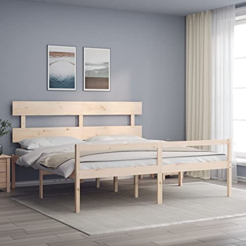 Genérico Cama para Personas Mayores con cabecero Madera Maciza 200x200cm,Mobiliario,Camas y Accesorios,Camas y somieres,3195371