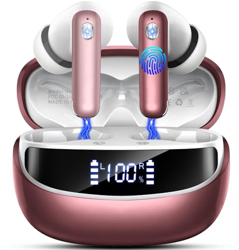 Nerunsa Bluetooth Kopfhörer Sport, 50 Std Spielzeit In Ear Kopfhörer mit ENC Noise Cancelling Mics, 2026 Kopfhörer Kabellos Bluetooth, IP7 Wasserdicht Kabellose Kopfhörer