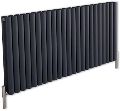 MILANO Anthracite Horizontal Double Oval Panel Aluminium Radiator 600x1380
