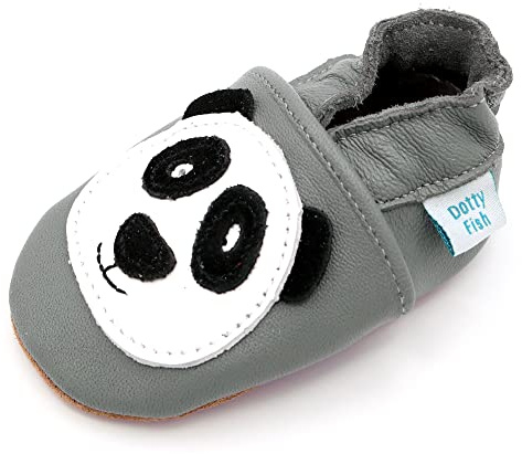 Dotty Fish Chaussures Bébé Premiers Pas Cuir Souple Antidérapantes 0-5 Ans | Pieds nus, Semelles souples, Léger, Flexible, Respirant, Chevilles élastiques
