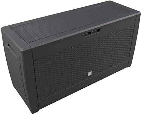 Casaria® Gartenbox Anthrazit UV-beständig 310L Haltegriffe Rollen Terrasse Balkon Wohnzimmer Wintergarten Truhe Auflagenbox 119x48cm Rattan-Optik